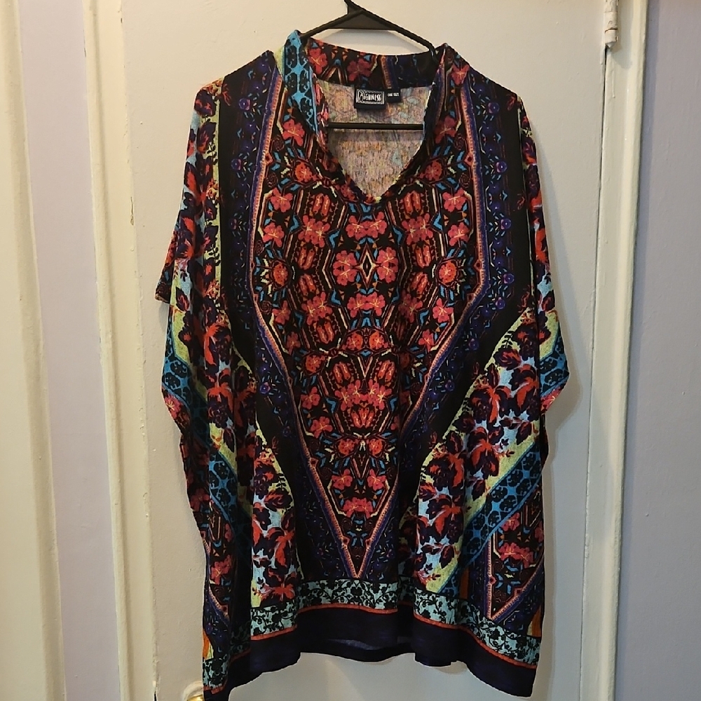 Highness Vibrant Patterned Poncho